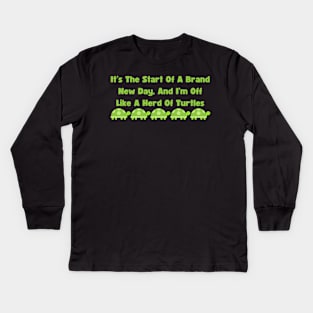 Off Like A Herd Of Turtles T-Shirt - Funny Saying, Great Gift for Procrastinators, Not A Morning Person Shirt, Lazy Weekend Top Kids Long Sleeve T-Shirt